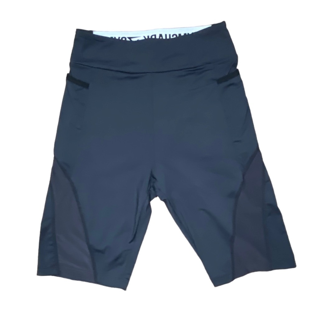 Gymshark Bike Shorts High Waist Mesh Panel Side Pocket Long S Black